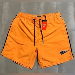 New SuperDry Vintage Varsity Recycled Swim Shorts Large Track Gold